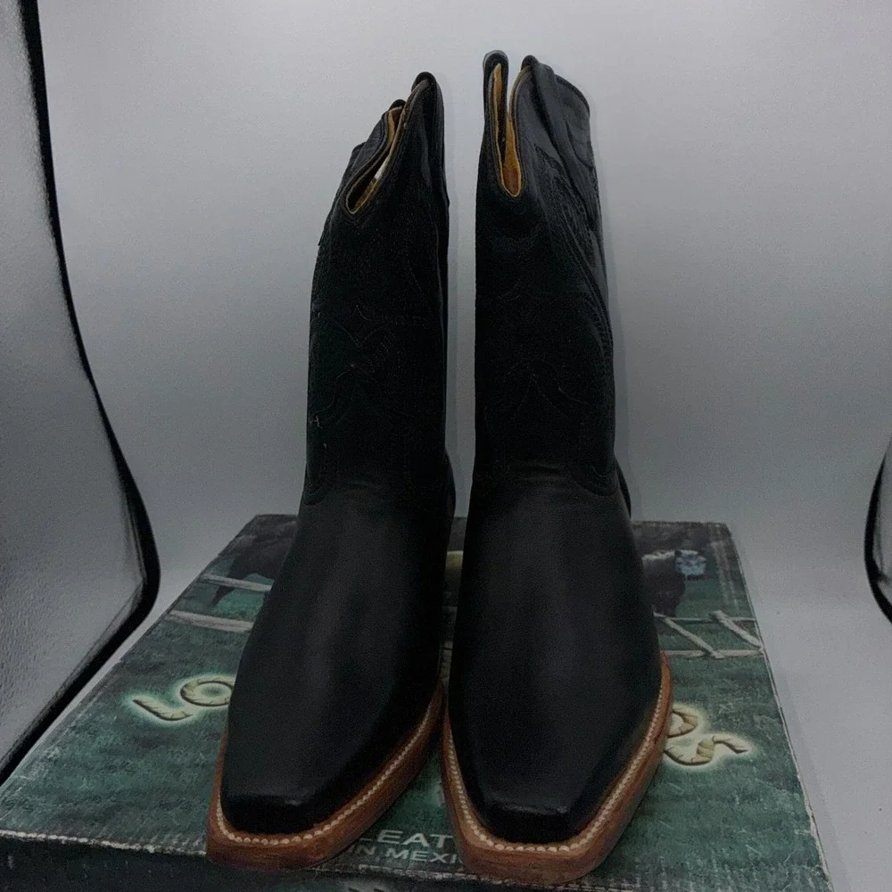 Los Gueritos Western Boots Kids Size 2.5 Black Leather Cowboy NEW